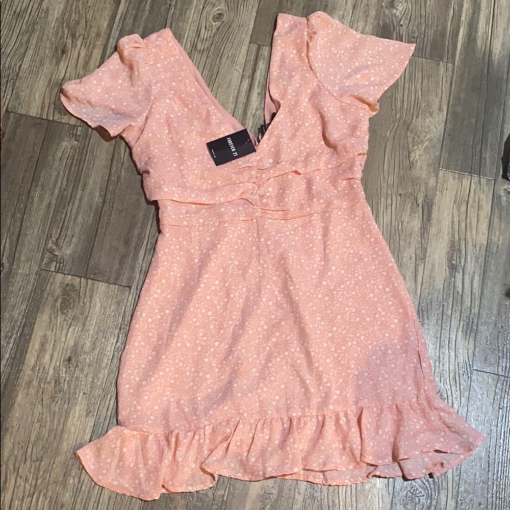 NWT Peach and Cream Woven Dress